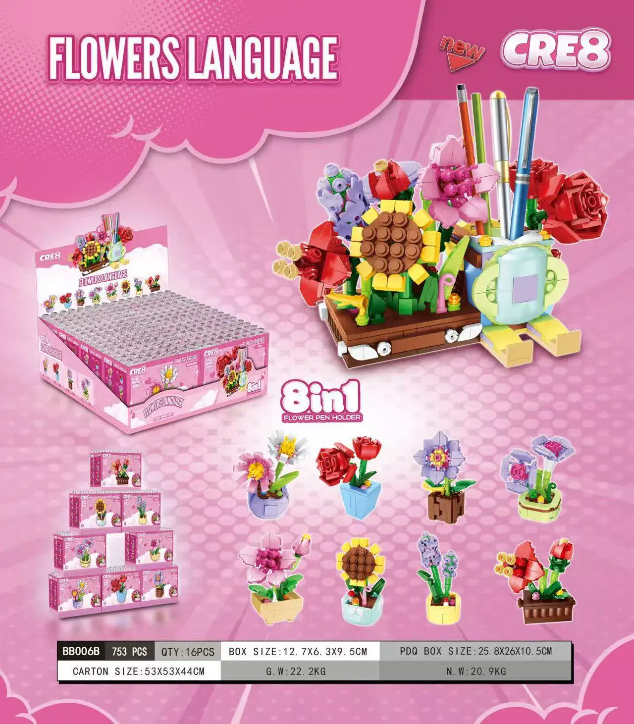 Klocki Flowers Language 8w1 73 PCS CUBE