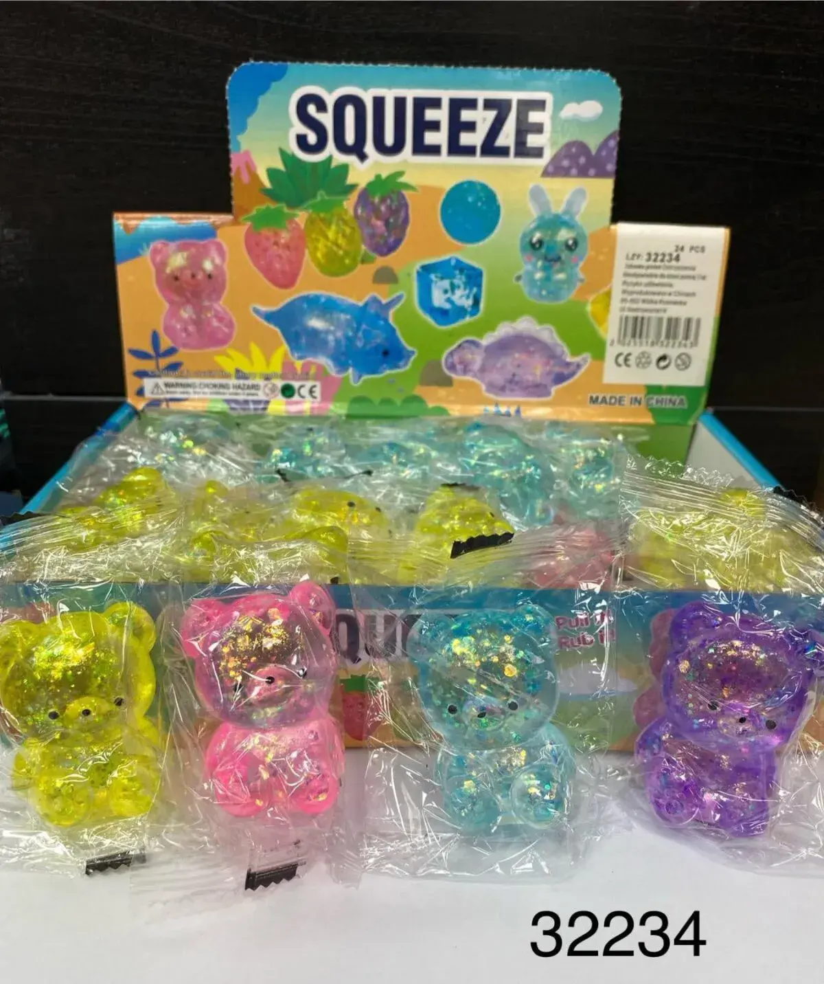Gniotki Squeeze Toys z brokatem, opak. 12 szt