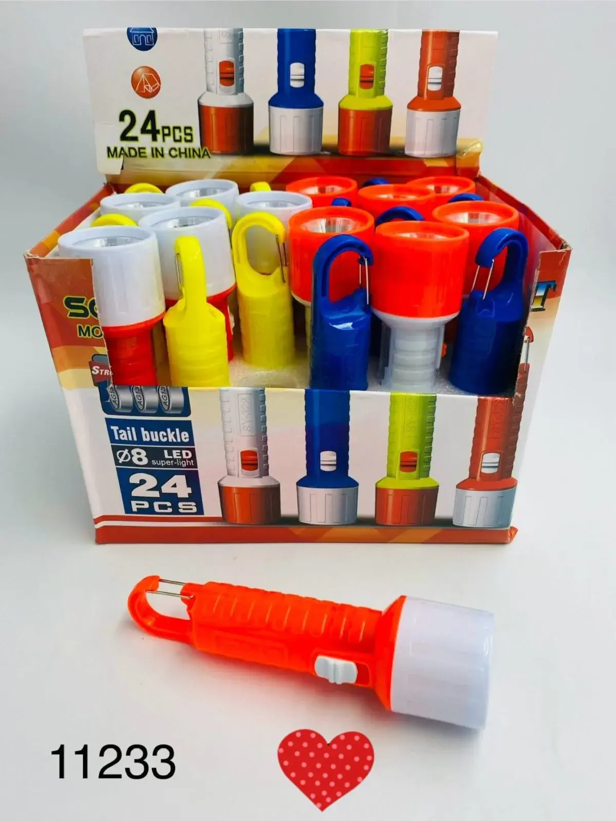 Mini latarka LED 2xAA z uchwytem, 24 szt