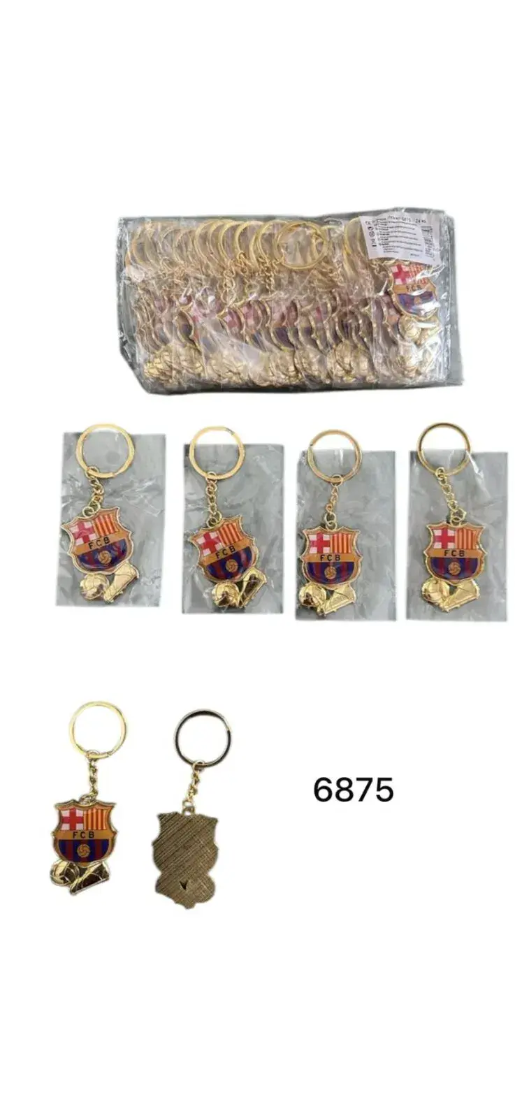 Brelok do Kluczy FC Barcelona Złoty z Niebiesko-Czerwonym Herbem