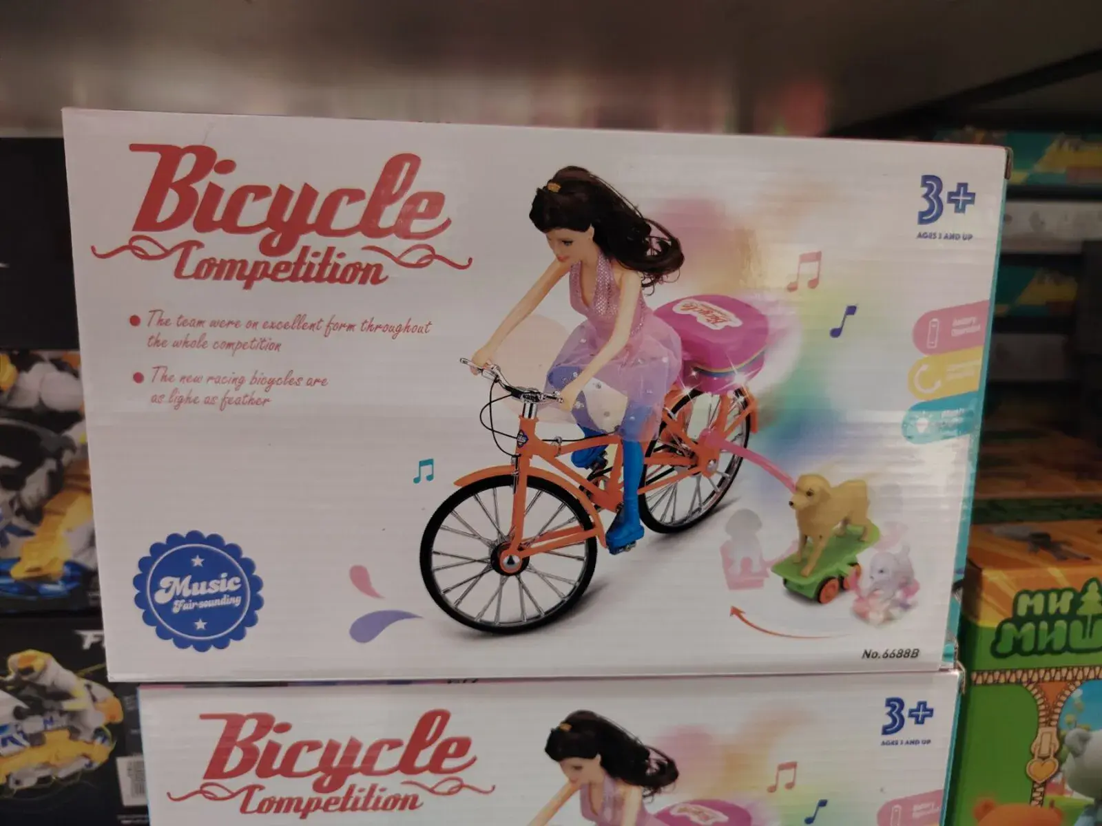 Zabawka Bicycle Competition z lalką i psem 3+