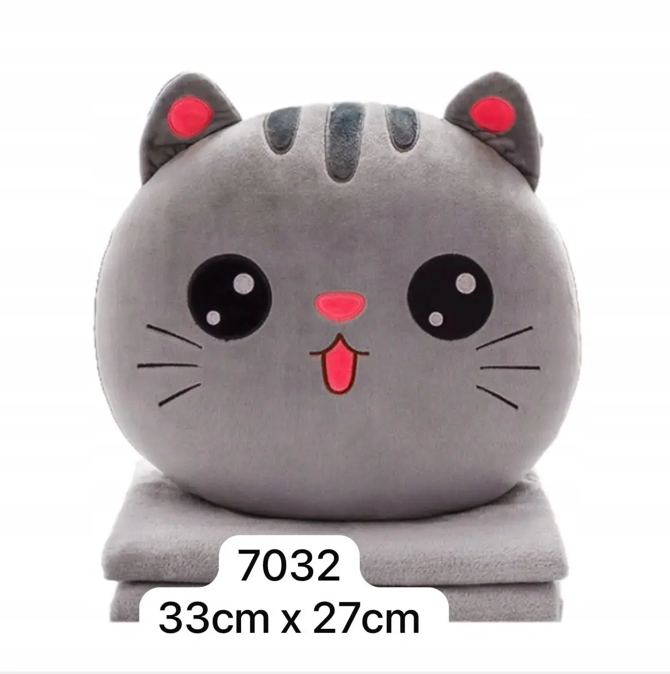 Maskotka kot z kocykiem szara 33cm x 27cm