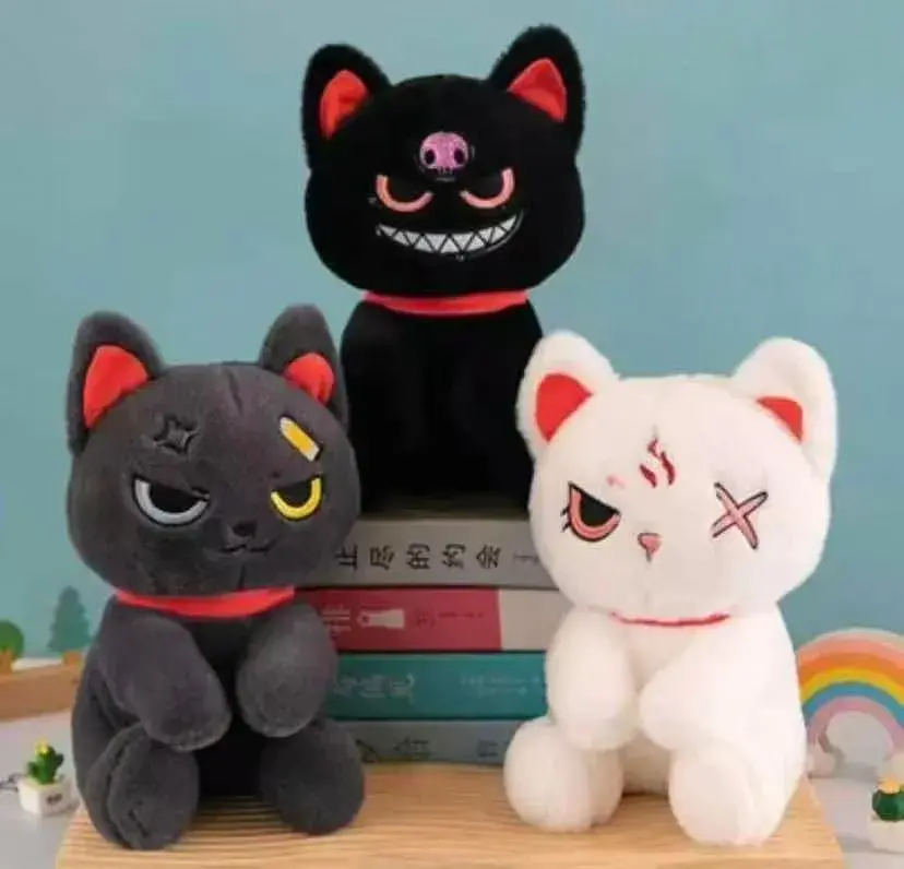 Maskotka Pluszowa Kot Maneki Neko 25cm Czarny/Szary/Biały