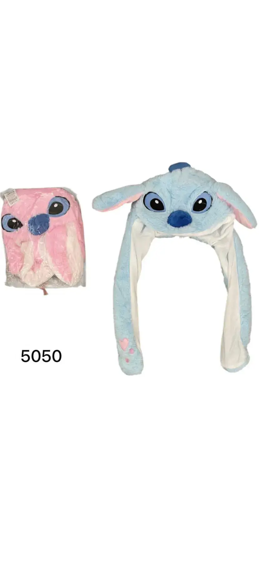 Czapki Stitch na uszy niebieska i różowa