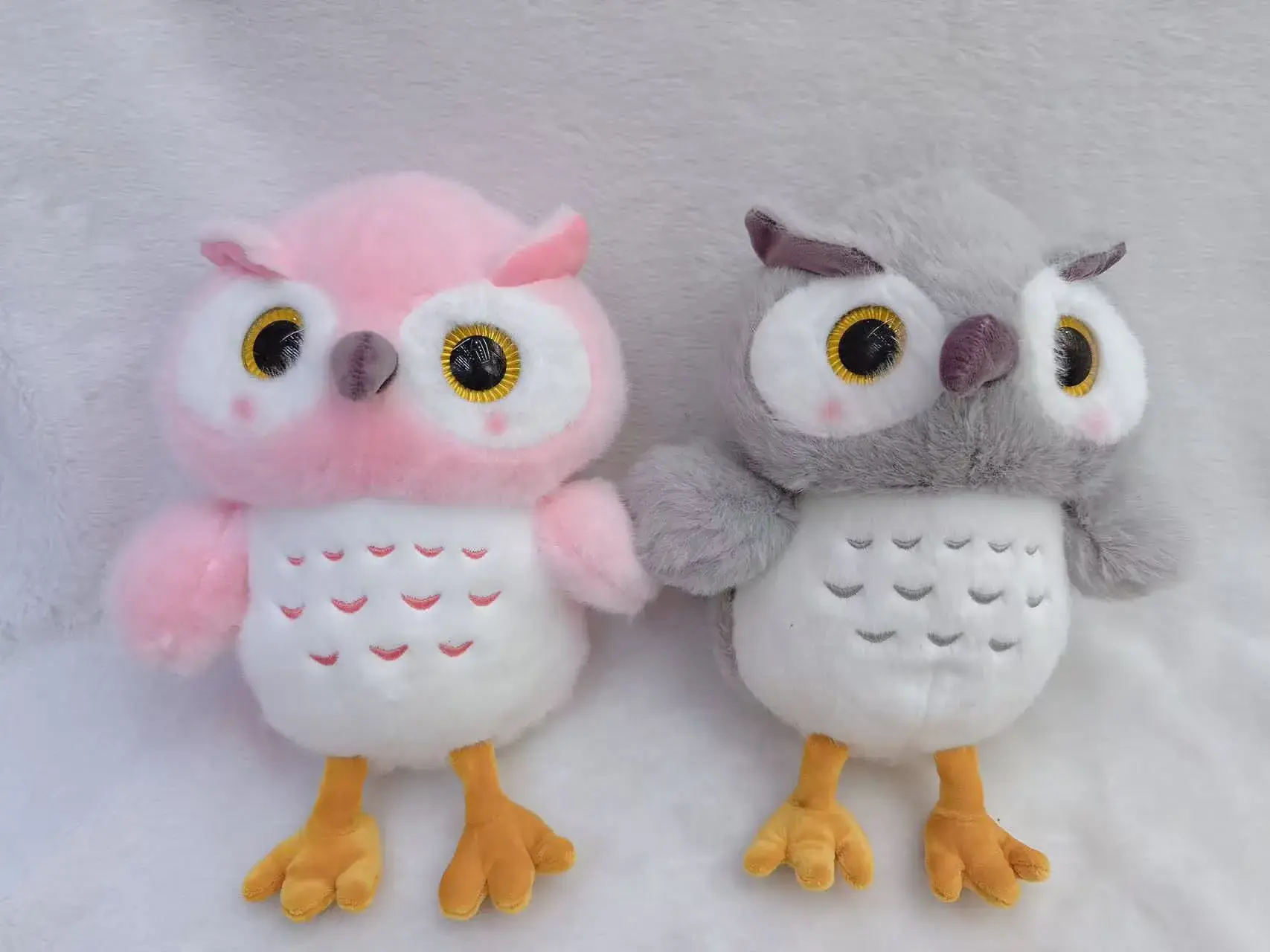 Maskotka Pluszowa Sowa 25cm Różowa i Szara