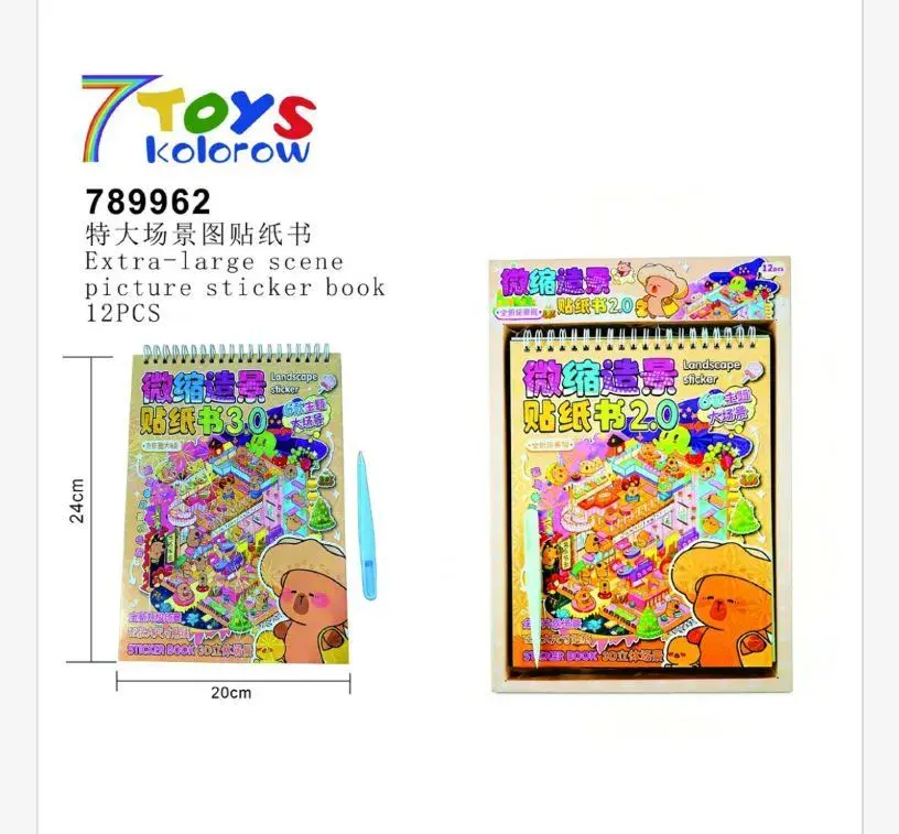 Zabawki Naklejki Kapibara Extra Large Sticker Scene Book 12 szt