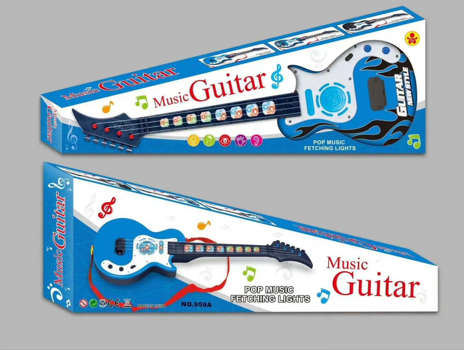 Elektryczna gitara muzyczna Pop Music z efektami świetlnymi