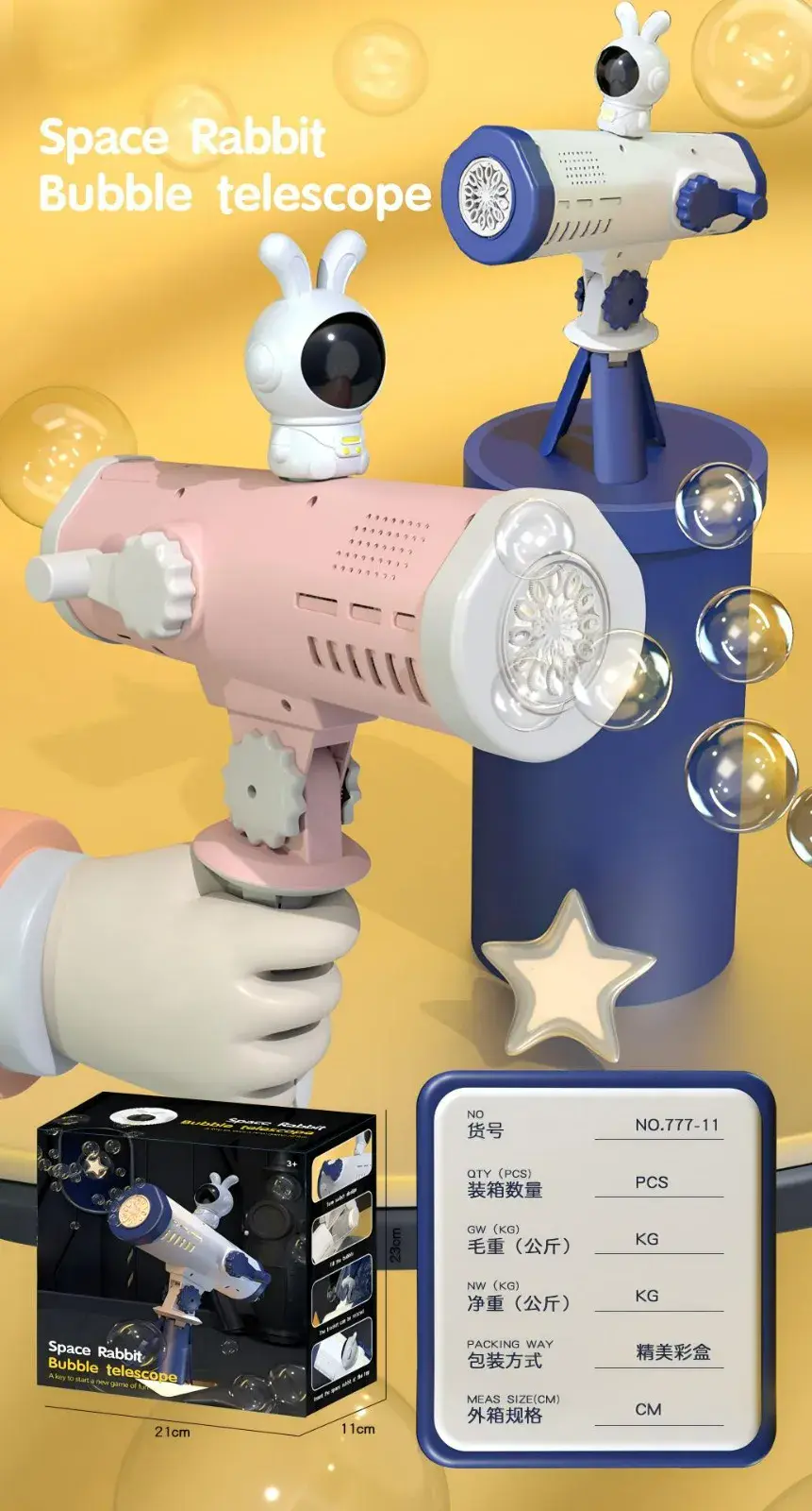 Pistolet do baniek Space Rabbit Bubble Telescope
