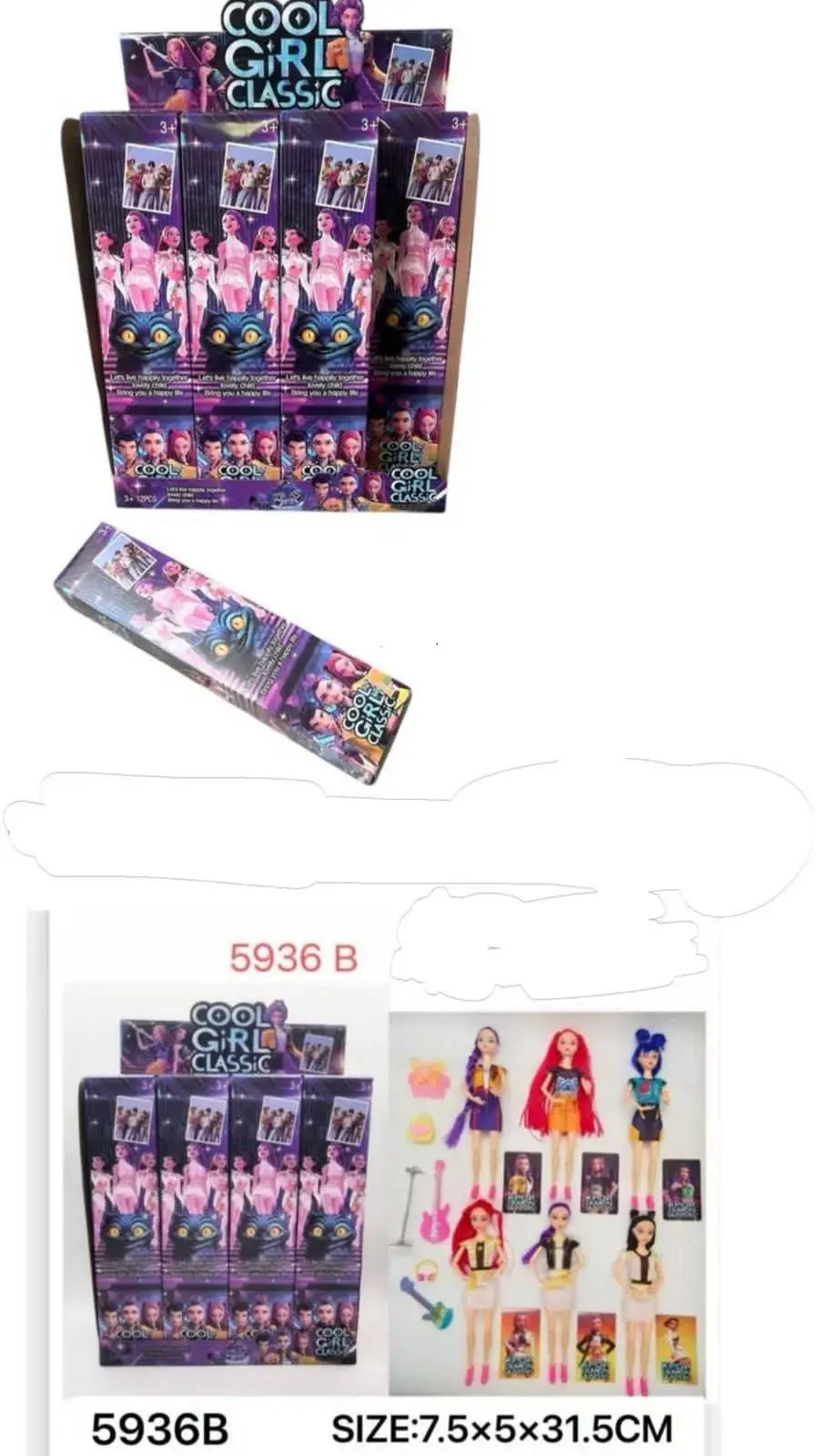 Lalka Cool Girl Classic 5936B, 7,5x3,1cm