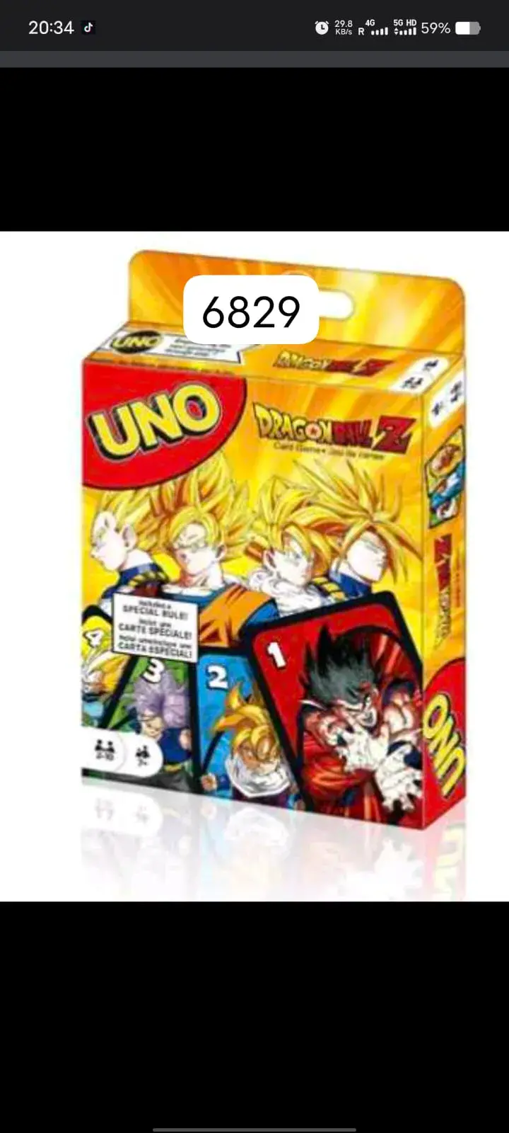 Zabawki Karty UNO Dragon Ball