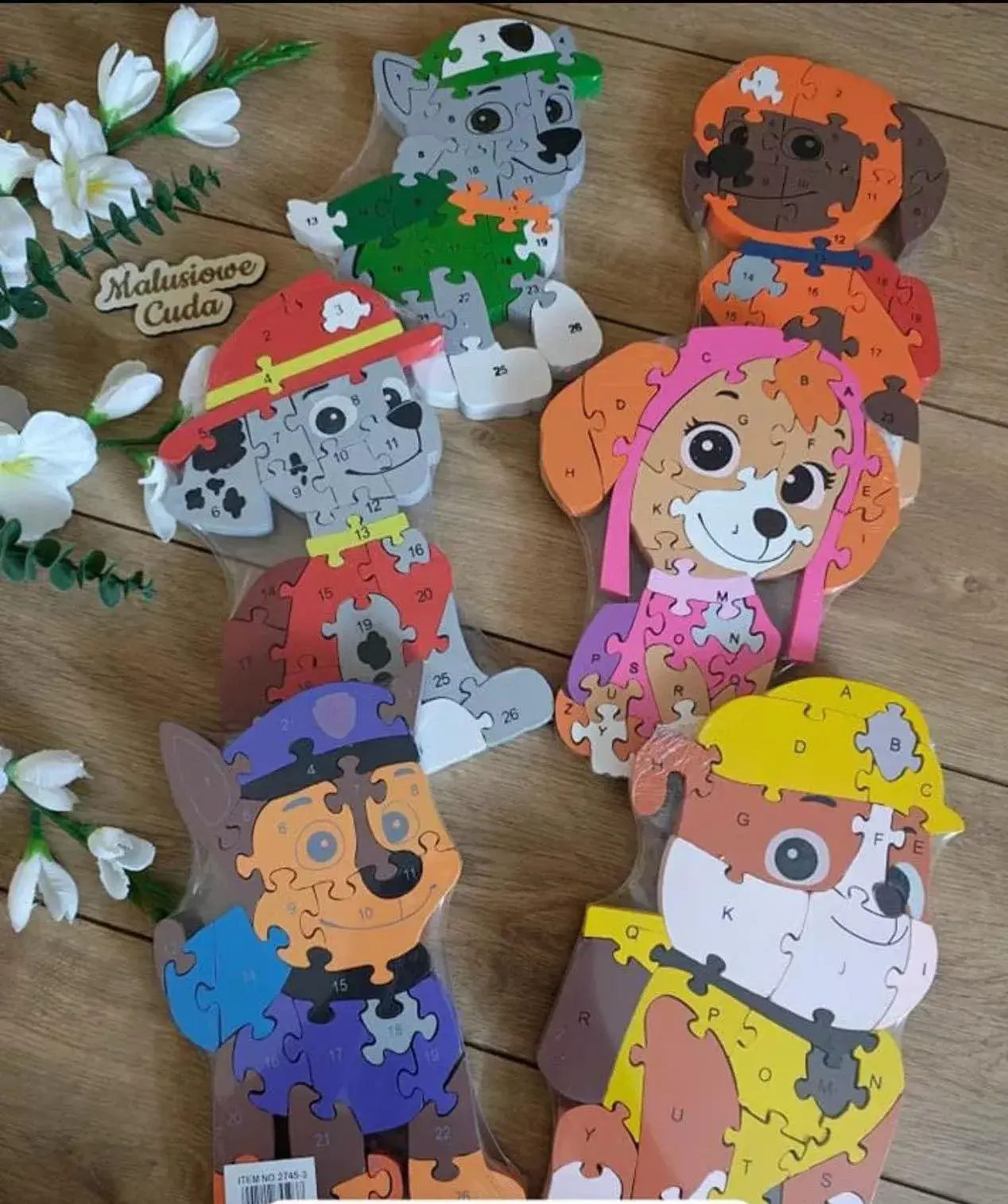 Zabawka Puzzle Paw Patrol Drewniane - Edukacyjne Figurki Mix 12szt