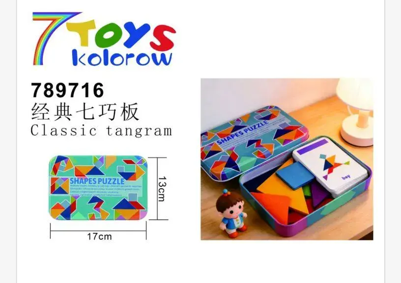 Zabawki Classic Tangram Drewniana Gra Logiczna 17x13cm