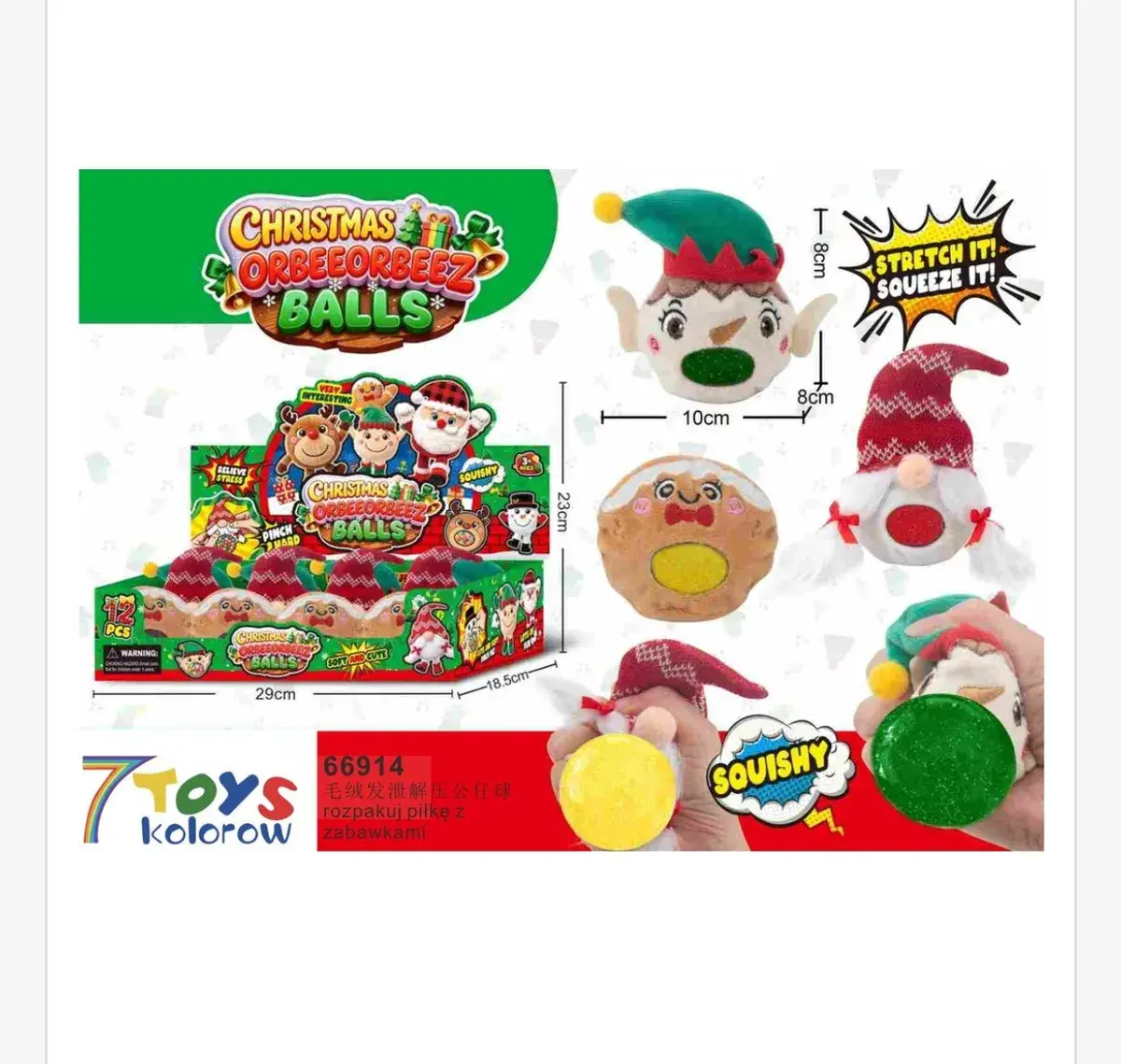 Christmas Orbeez Balls Zabawki Antystresowe Świąteczne 8 cm