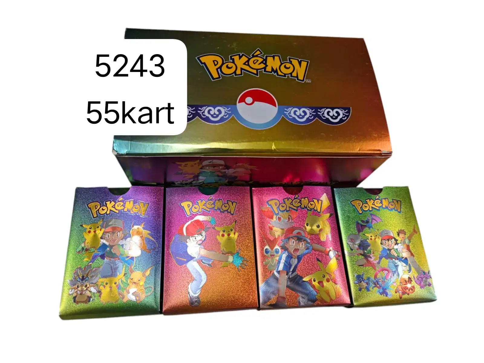 Karty Pokemon 55 szt Tęczowe Metaliczne Kolekcjonerskie