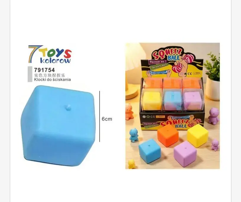 Klocki do ściskania 6 cm miękkie kolorowe antystresowe 7 Toys