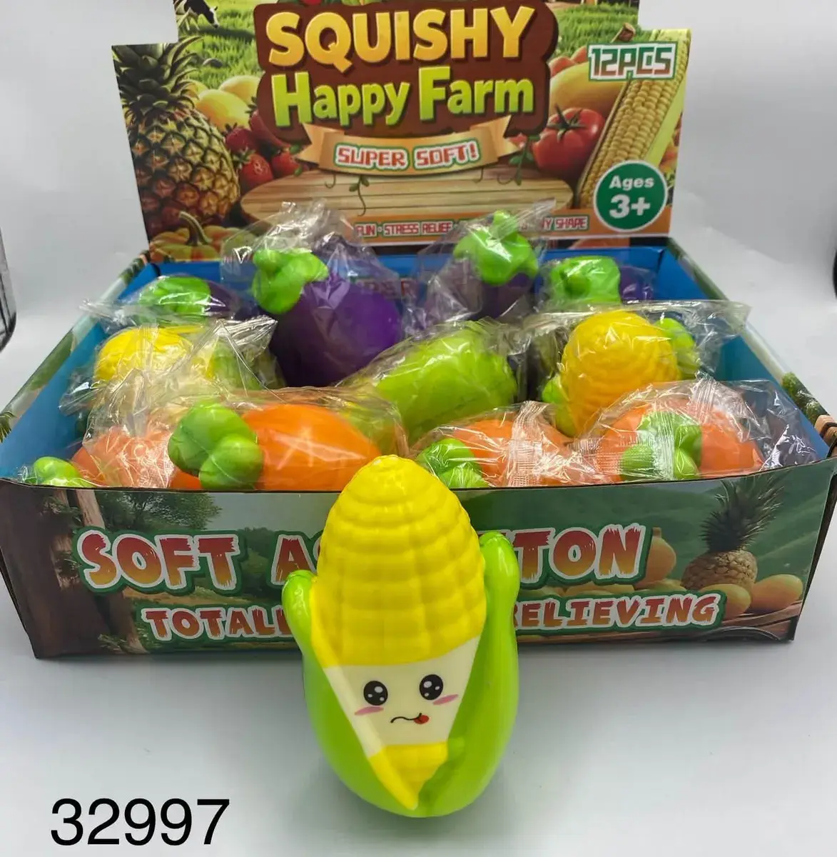 Squishy Happy Farm miękka zabawka antystresowa kukurydza 12 szt