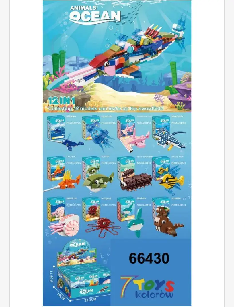 Zestaw klocków Animals Ocean 12w1 66430