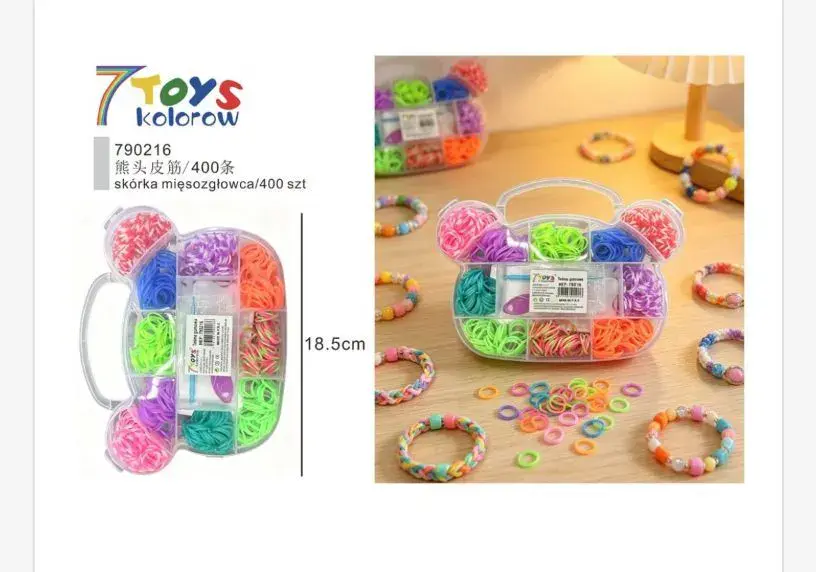 Zestaw Gumek do Włosów 7TOYS Kolorowych 400 szt. w Pudełku