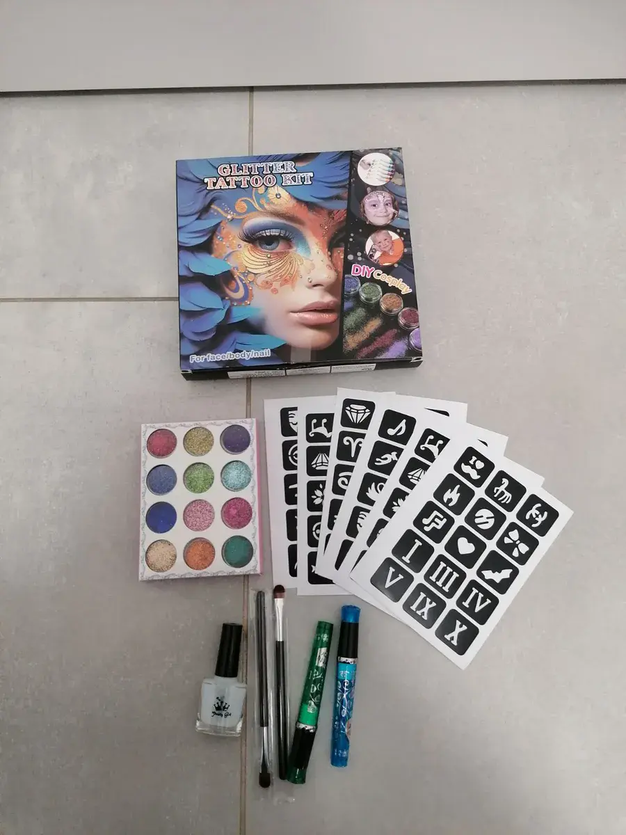 Zestaw Glitter Tattoo Kit z brokatem i szablonami
