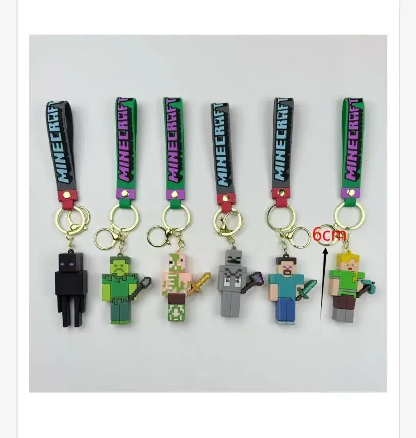 Breloki Minecraft Figurki 6cm Creeper Steve Alex 6szt