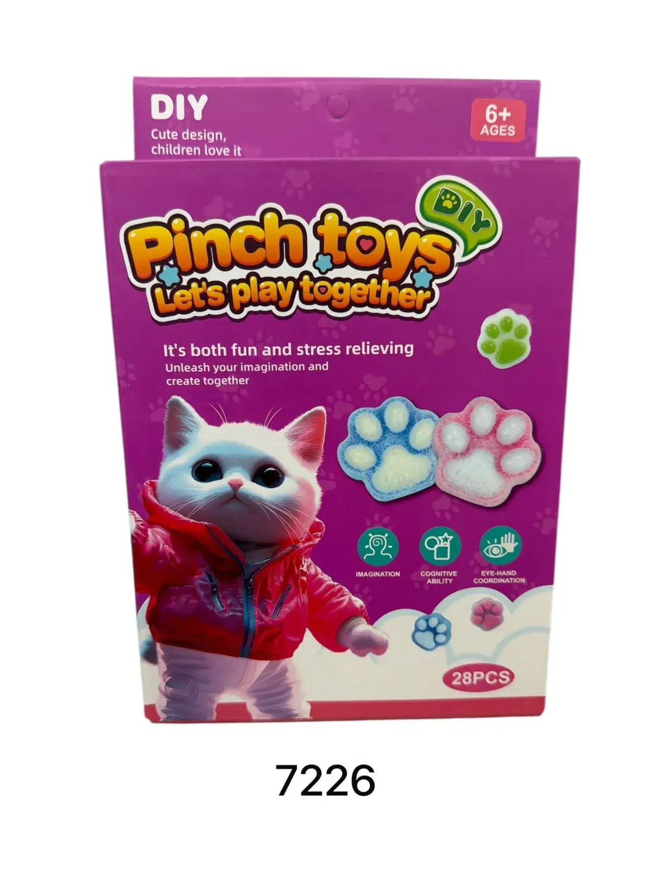 Zabawki Squeeze Pinch Toys Kotek Łapy 28szt 6+ DIY 7226
