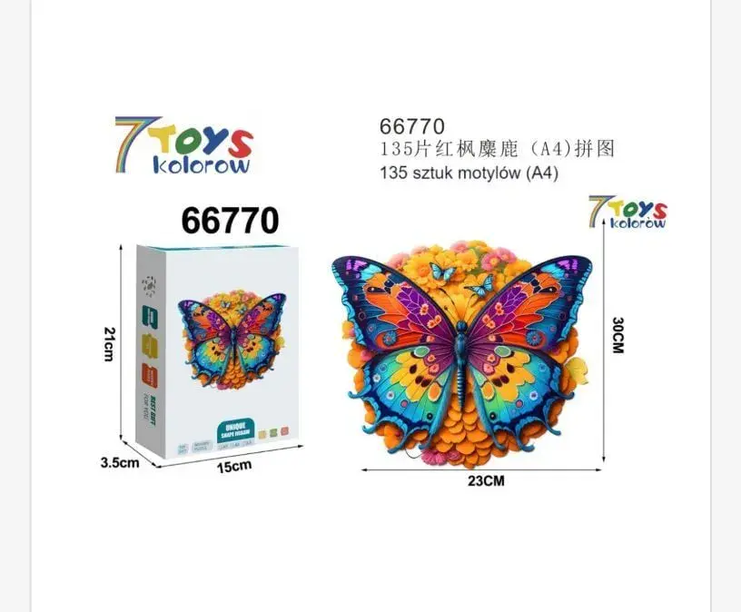 Puzzle 135 elementów motyl 7 Toys kolorow 6670