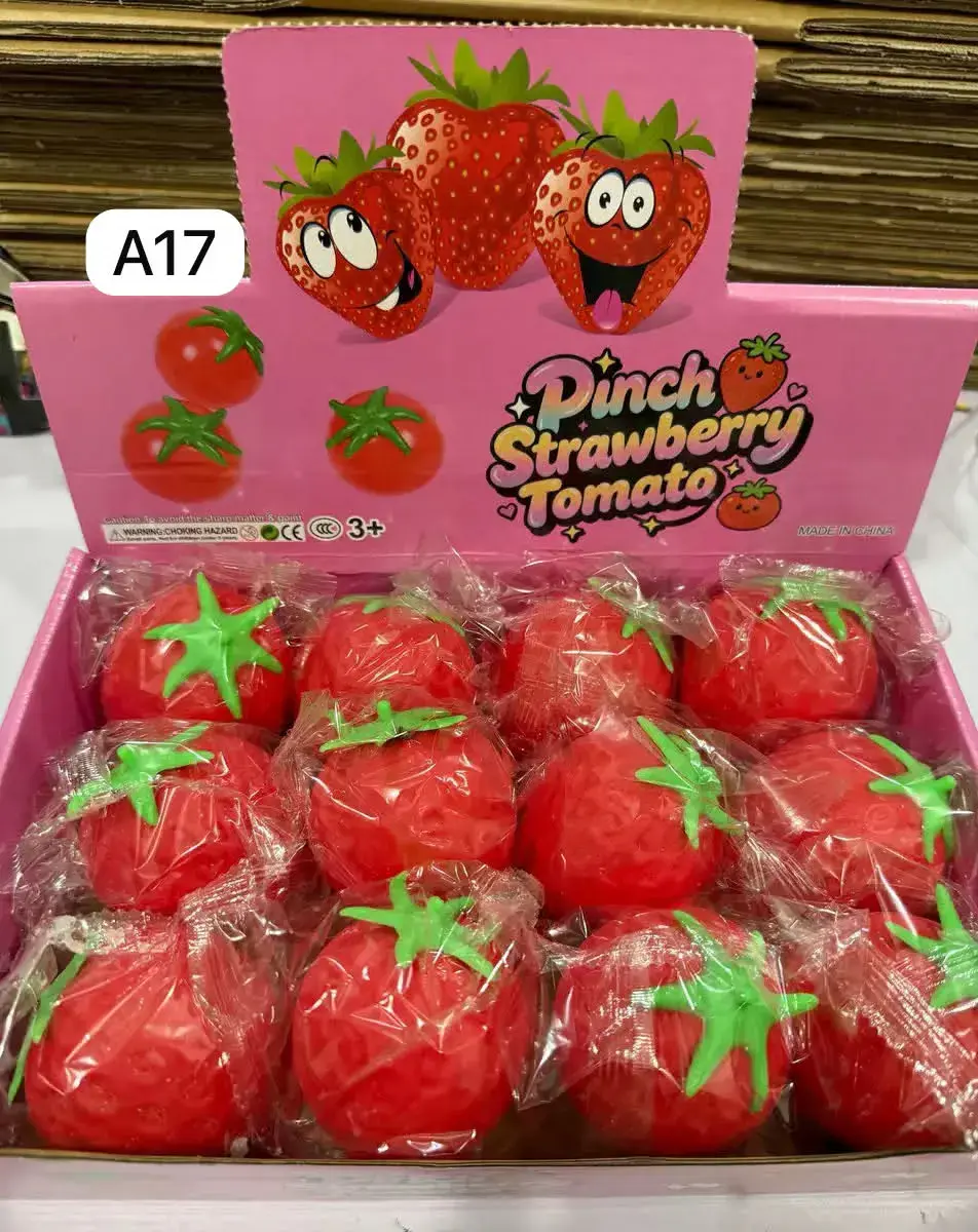 Pinch Strawberry Tomato zabawka antystresowa czerwona z zielonym szypu
