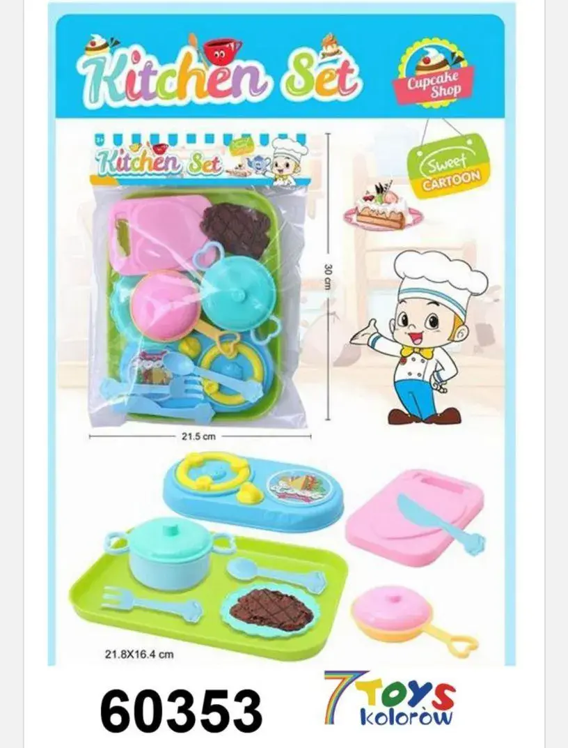 Zestaw Zabawkowy Kitchen Set Kolorowy 21.8x16.4cm z Akcesoriami Kuchennymi