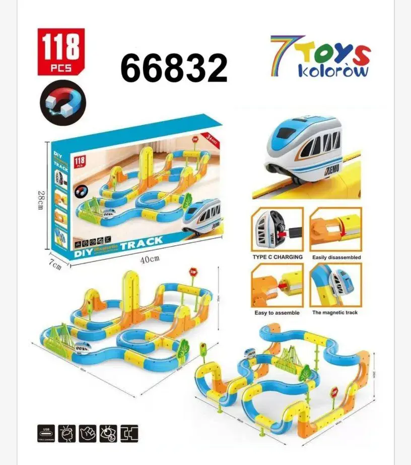Zestaw Magnetyczny Tor Kolejowy DIY 7Toys 40cm