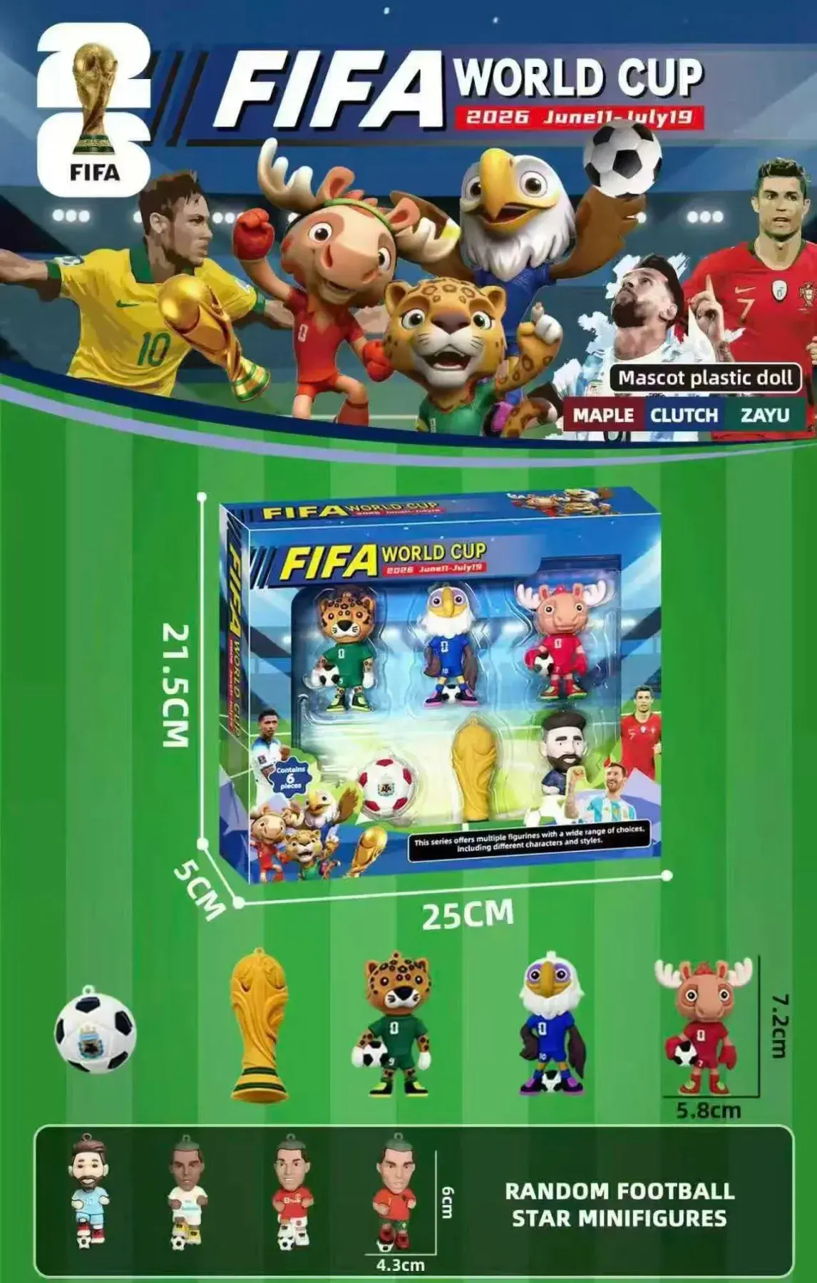 Zestaw figurek FIFA World Cup 2026 z piłką 6 szt