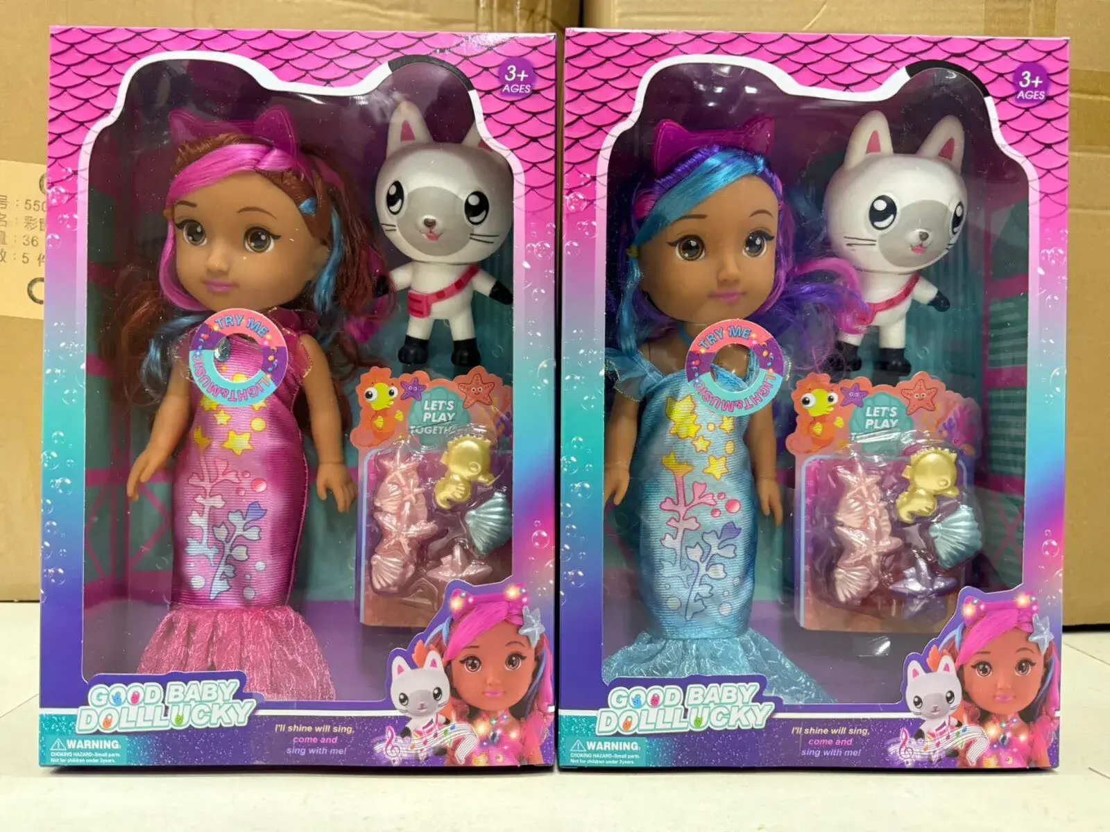Zestaw lalek Sea Baby Doll Lucky z kotkami, 2 szt
