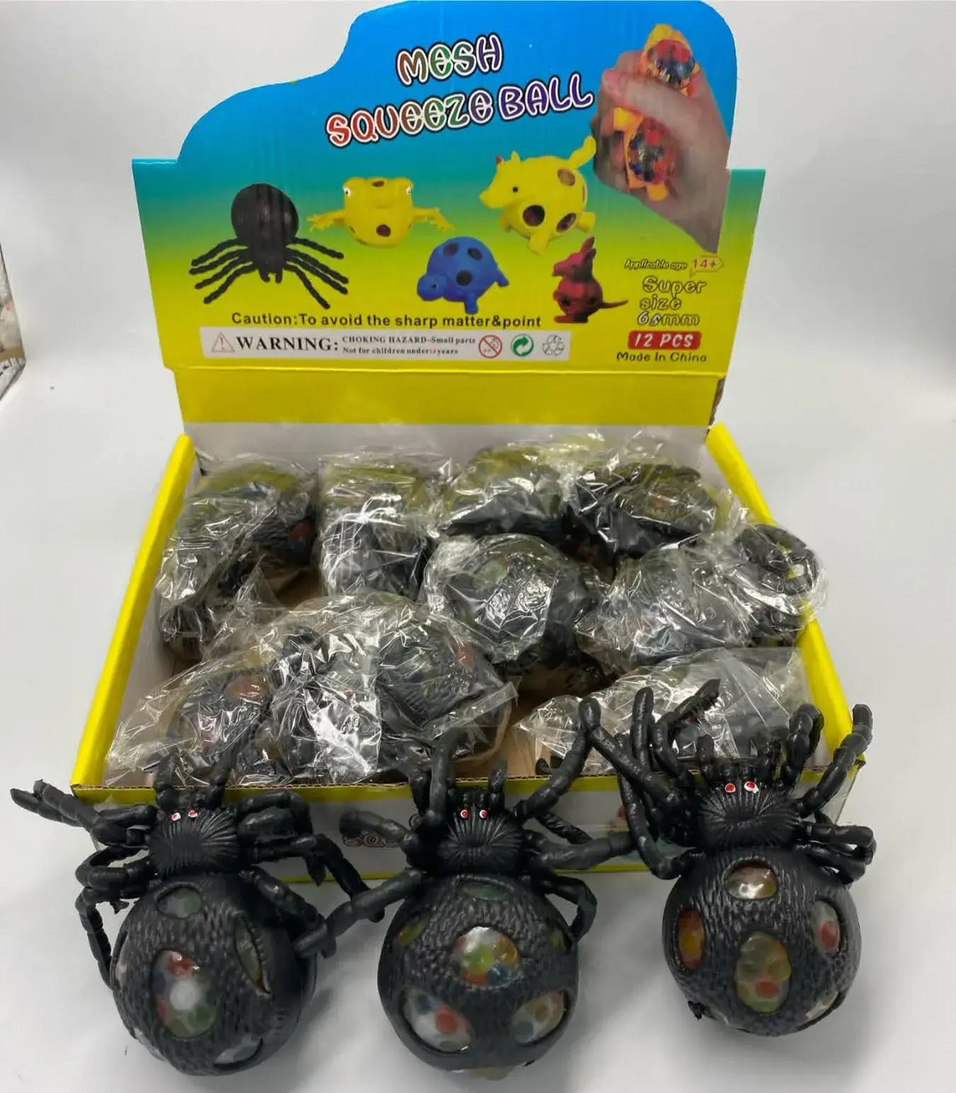Gniotki Squeeze Ball pająk czarny, opak. 12 szt