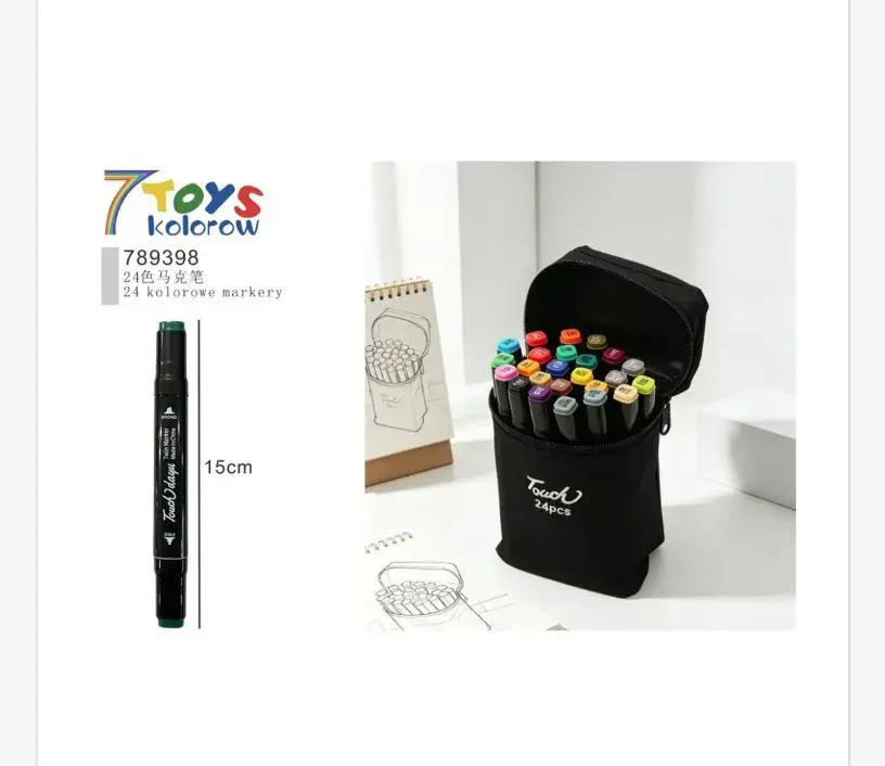 Zestaw 24 kolorowych markerów Touch 15cm w etui