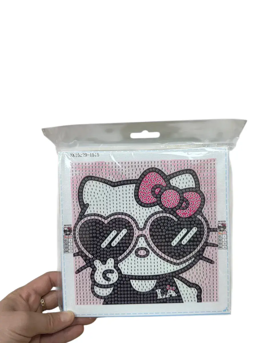 Zestaw diamentowy DIY Hello Kitty w okularach 15x15cm