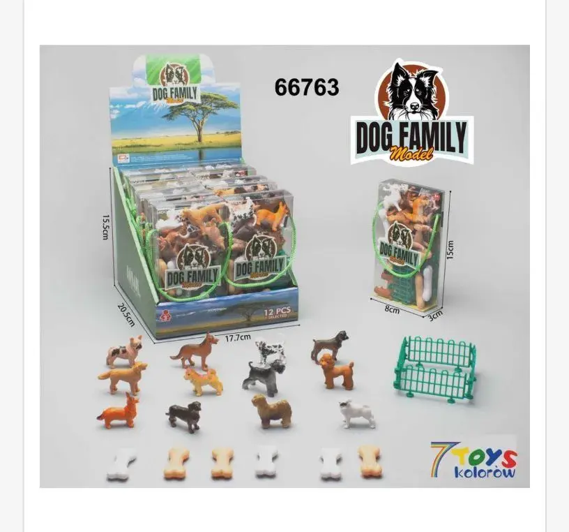 Zestaw figurek Dog Family 12 szt. kolorowe psy z akcesoriami