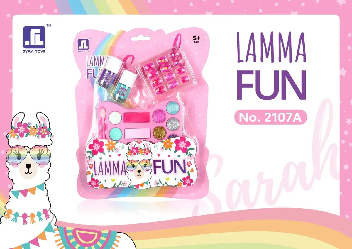 Zestaw do makijażu dziecięcego LAMMA FUN z brokatem i paznokciami