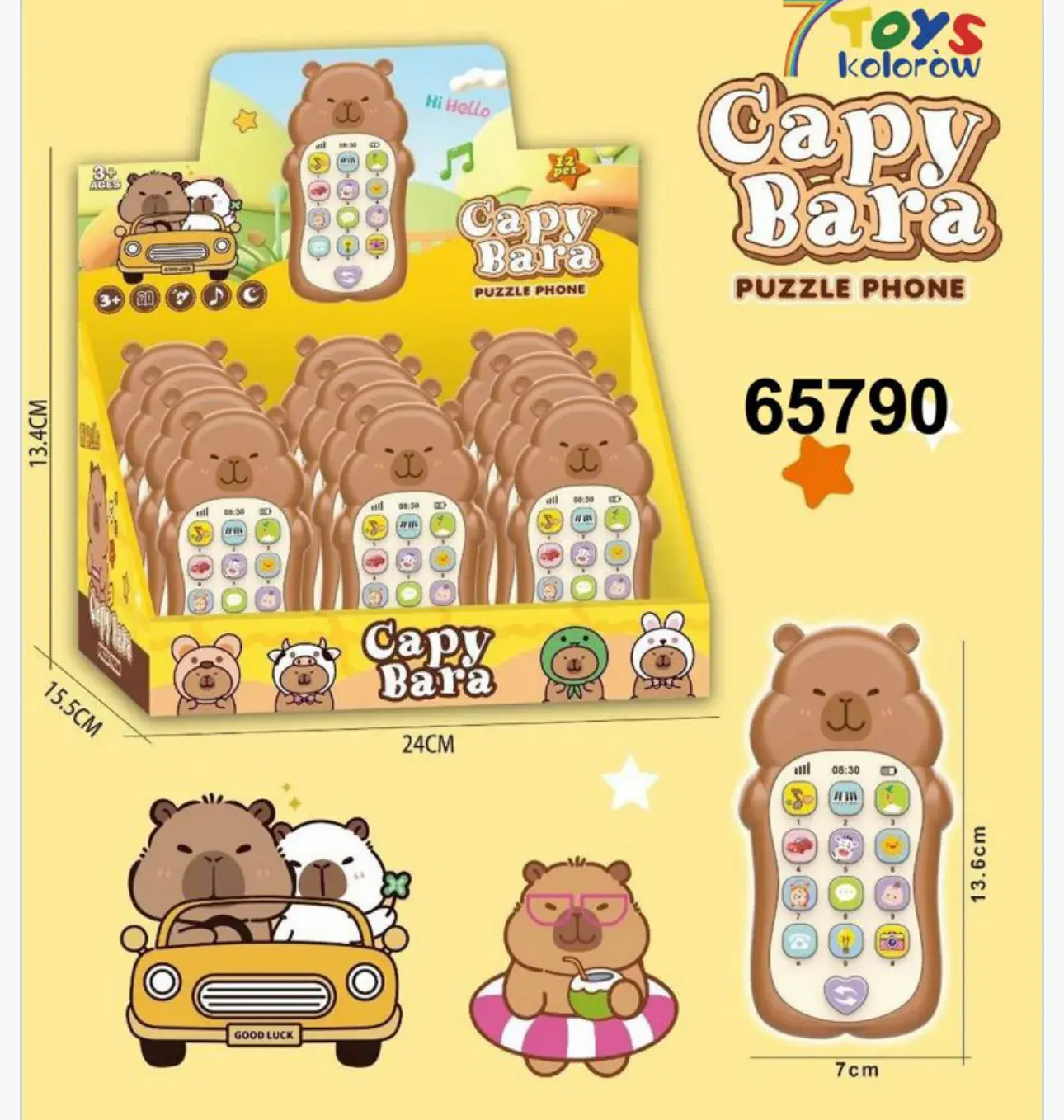 Telefon Zabawkowy Kapibara Puzzle Phone 3+ Brązowy