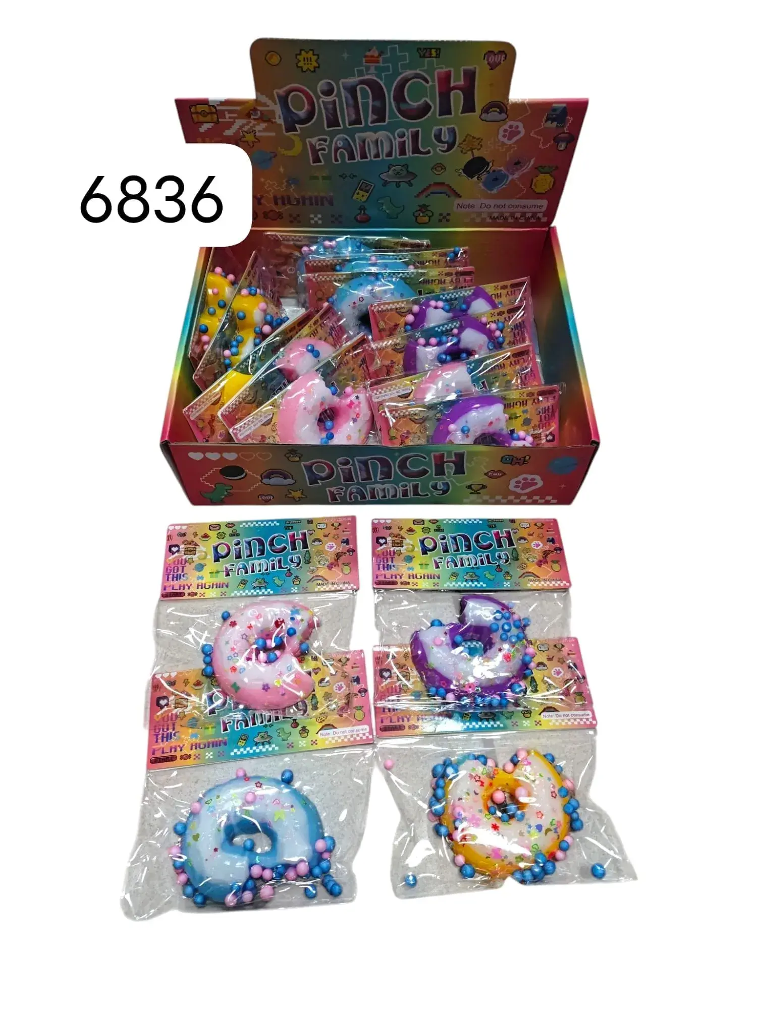 Zabawki Pinch Family Donut Gniotek Antystresowy Mix Kolorów 16szt