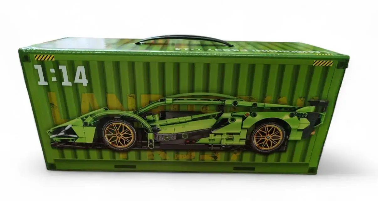 Zestaw klocków 1:14 Lamborghini w kontenerze transportowym