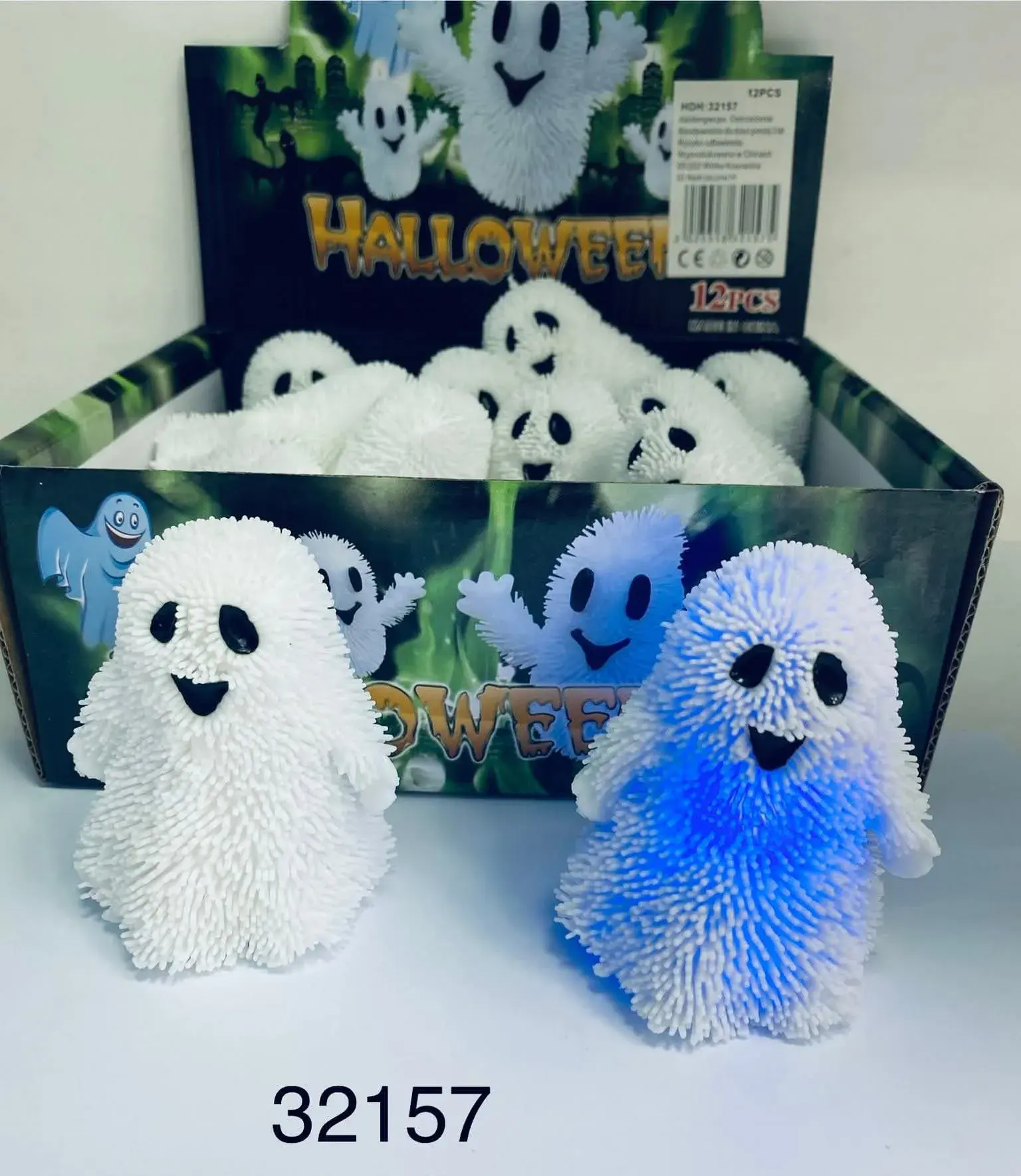 Zabawki Squeeze Halloween Gniotek Duch LED 12 szt.