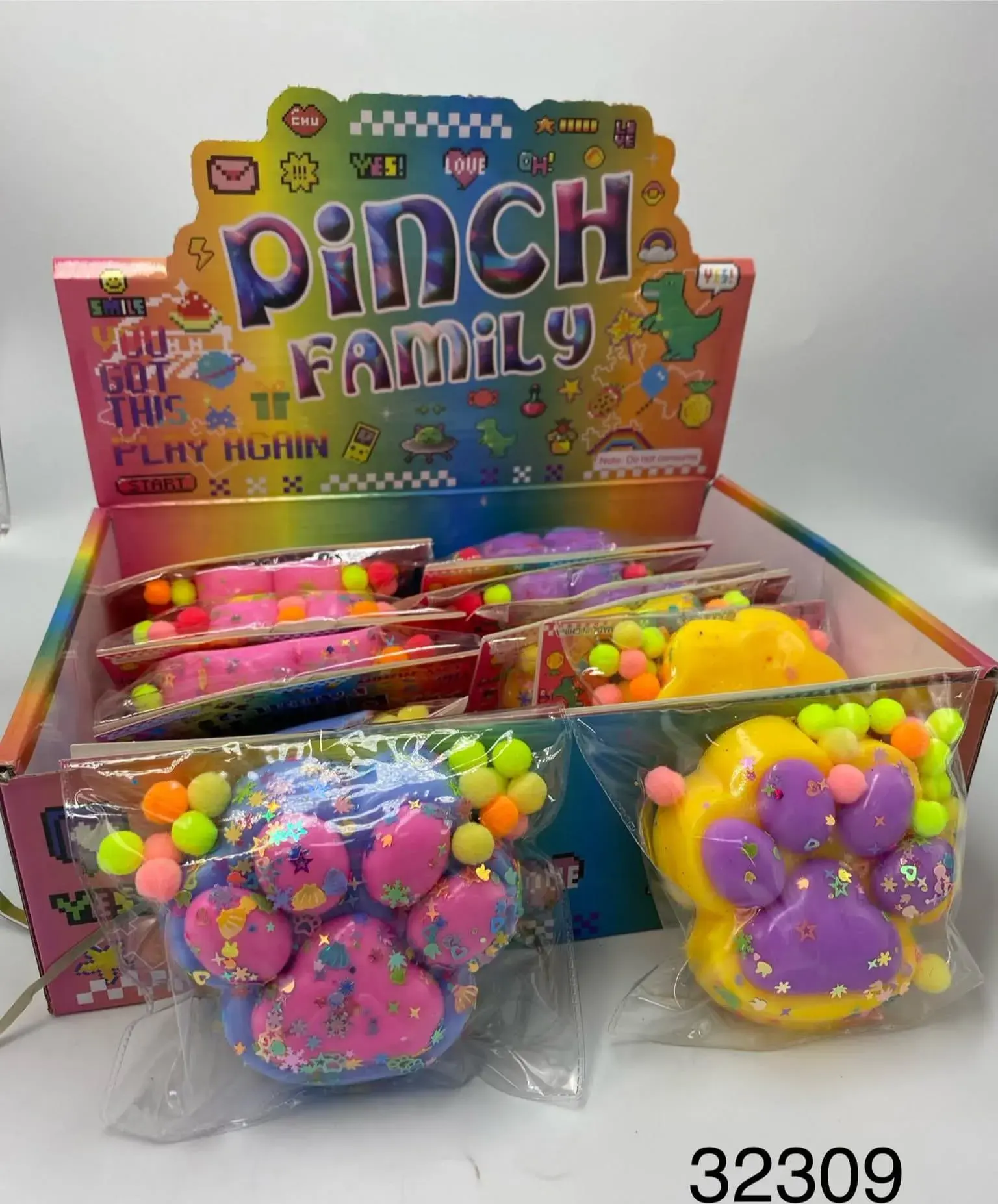 Zabawki Squeeze Pinch Family - Gniotek Łapa Kota z Brokatem