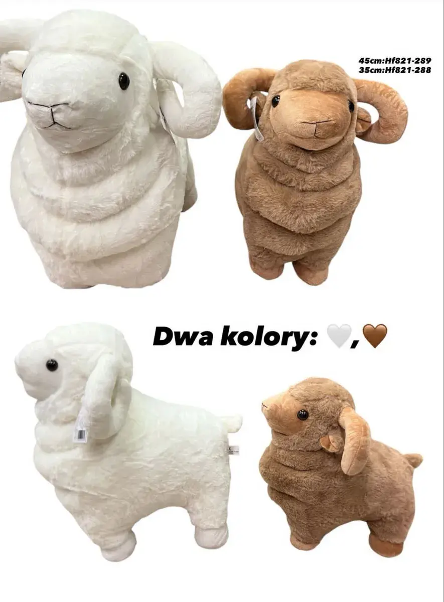 Maskotka Owca Pluszowa 45cm Biały i Brązowy