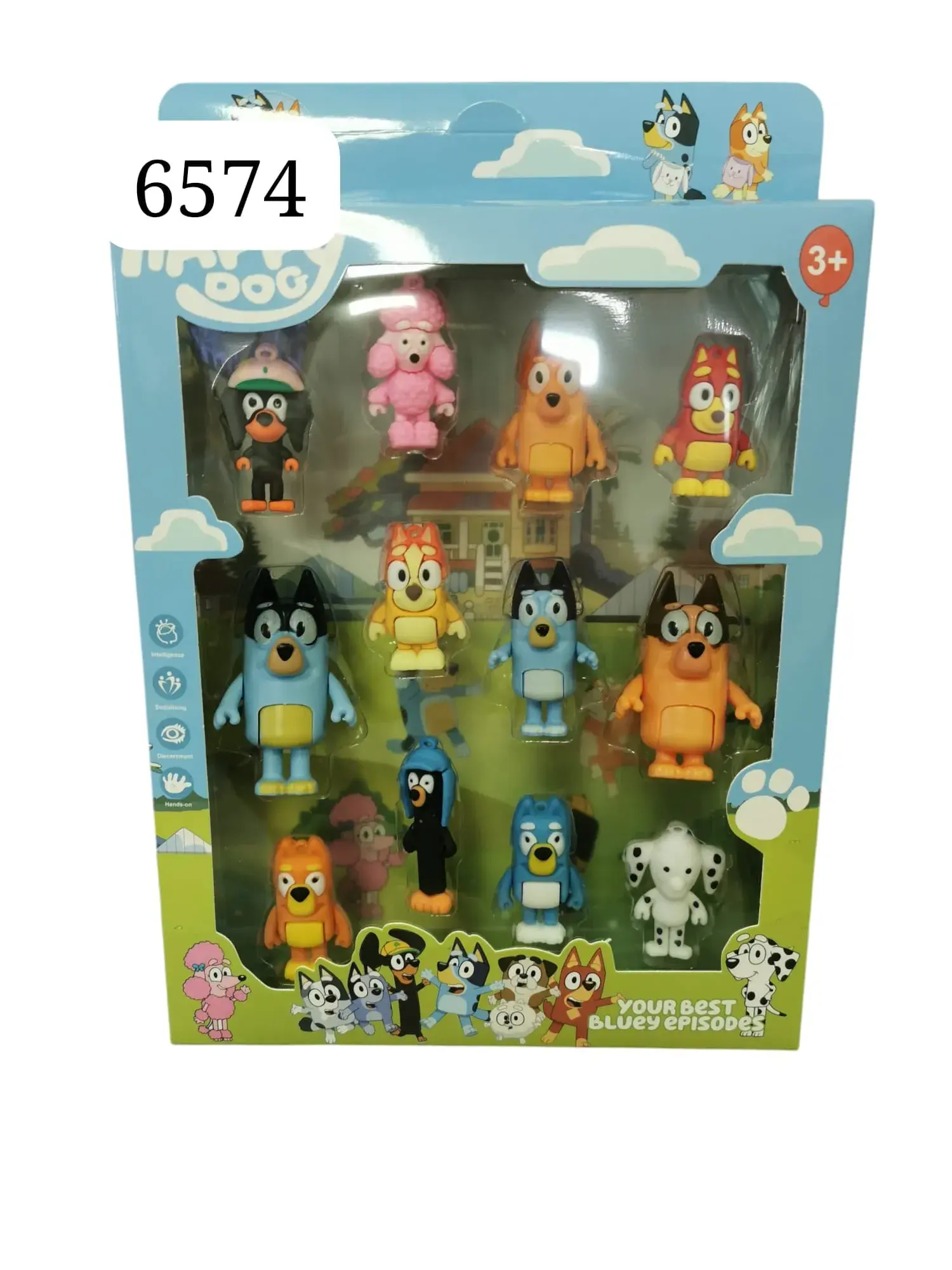 Figurki Bluey Happy Dog 12 szt. Zestaw 3+