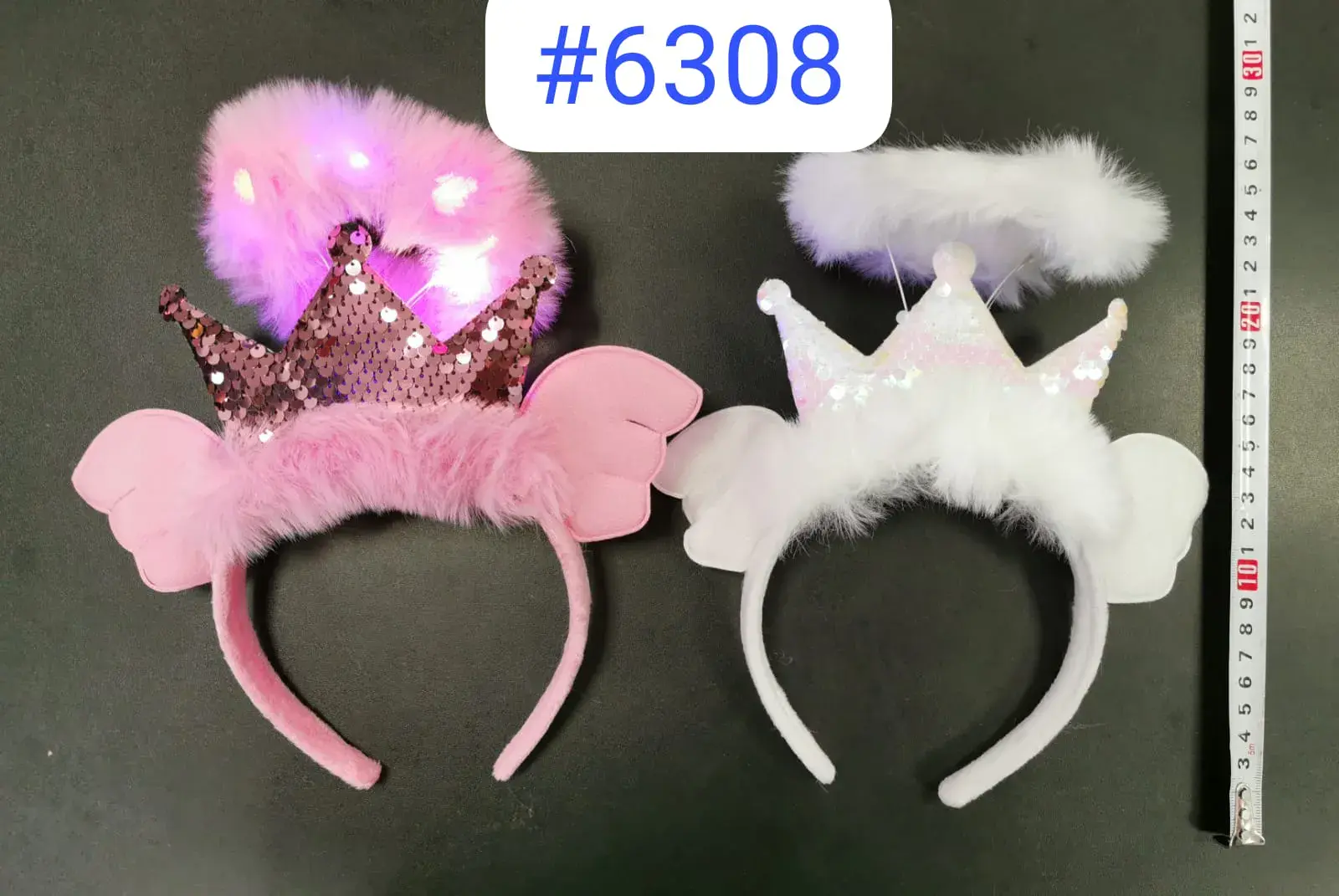 Opaski na głowę LED z koroną i skrzydłami #6308