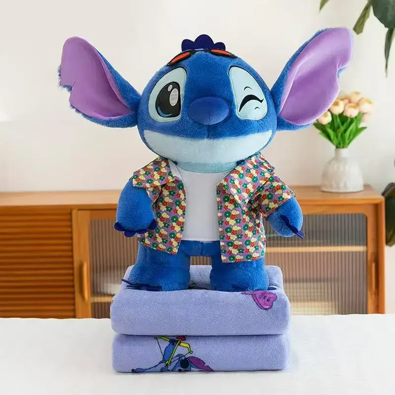 Maskotka Stitch z kocykiem niebieska pluszowa zabawka 2w1