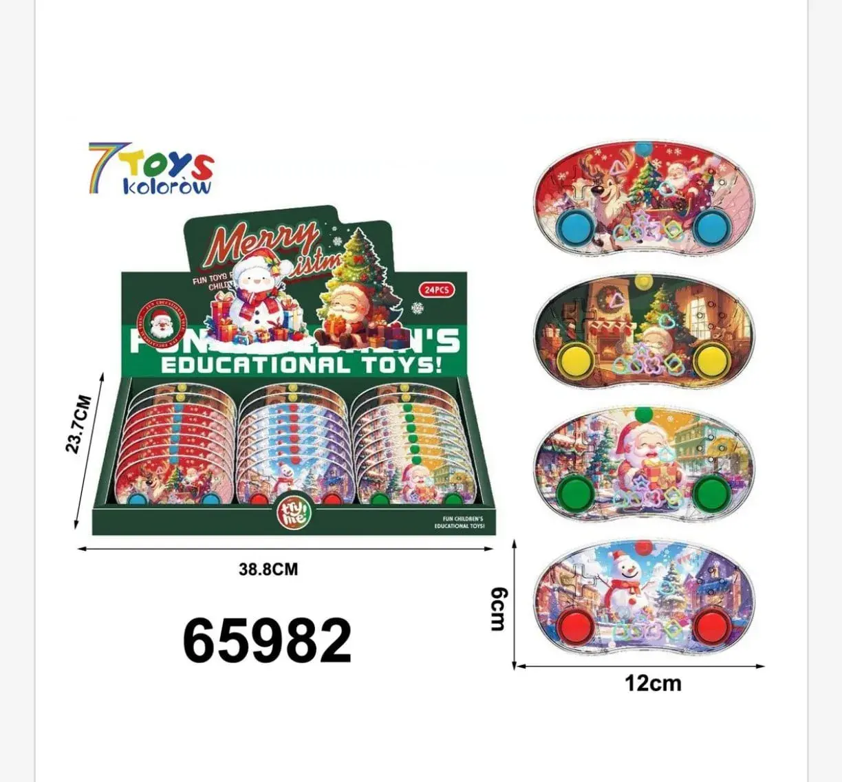 Gra Wodna Edukacyjna 7Toys Kolorowa 12x6cm Bożonarodzeniowa