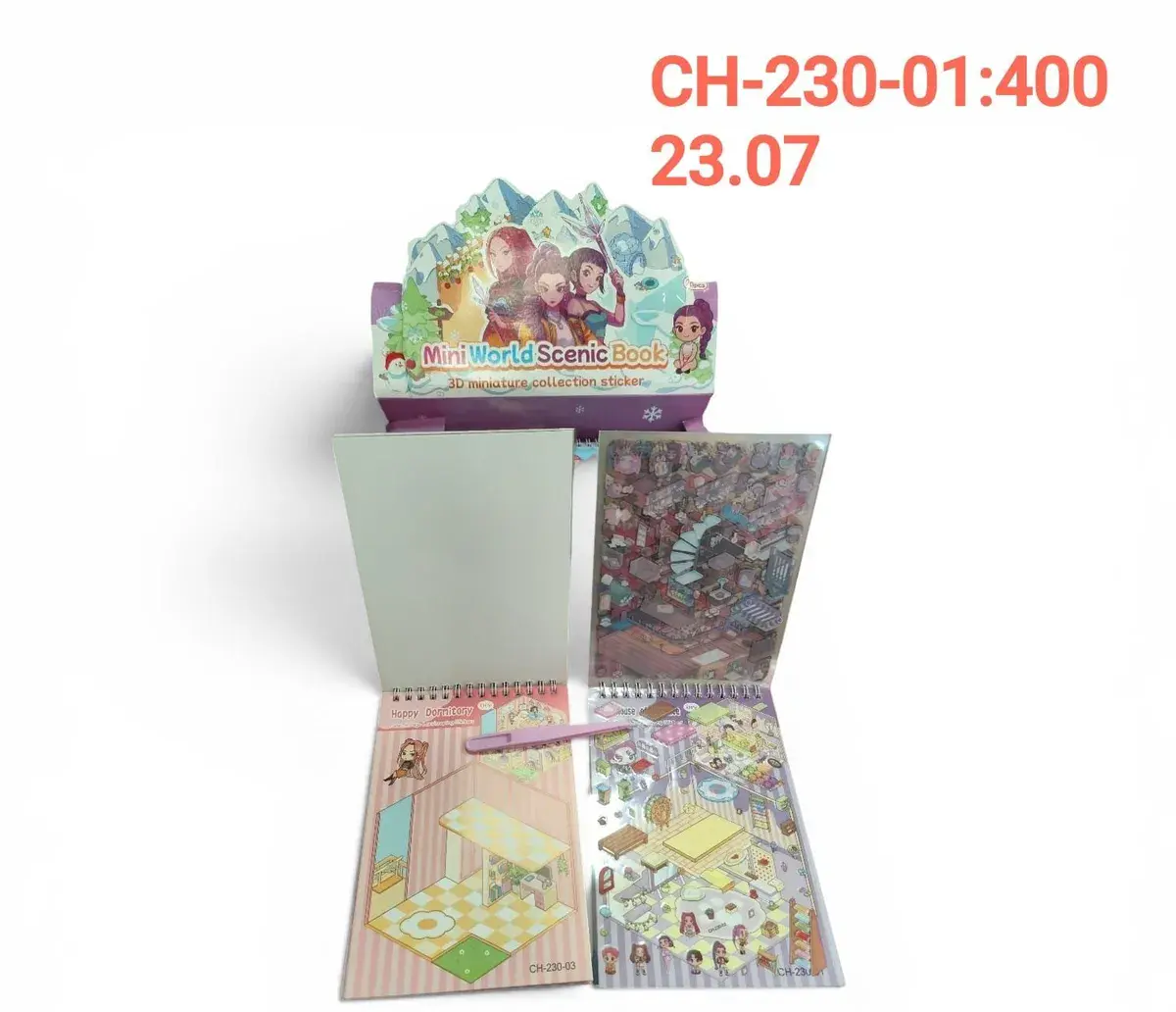 Mini World Scenic Book Zestaw Naklejek 3D Dormitory