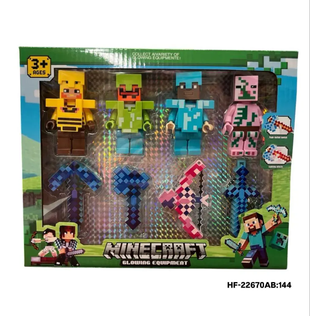 Minecraft Zestaw Figurki i Broń z Efektami Świetlnymi