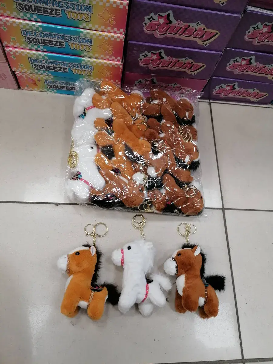 Brelok Koń Pluszowy Squishy 12cm Brązowy/Biały