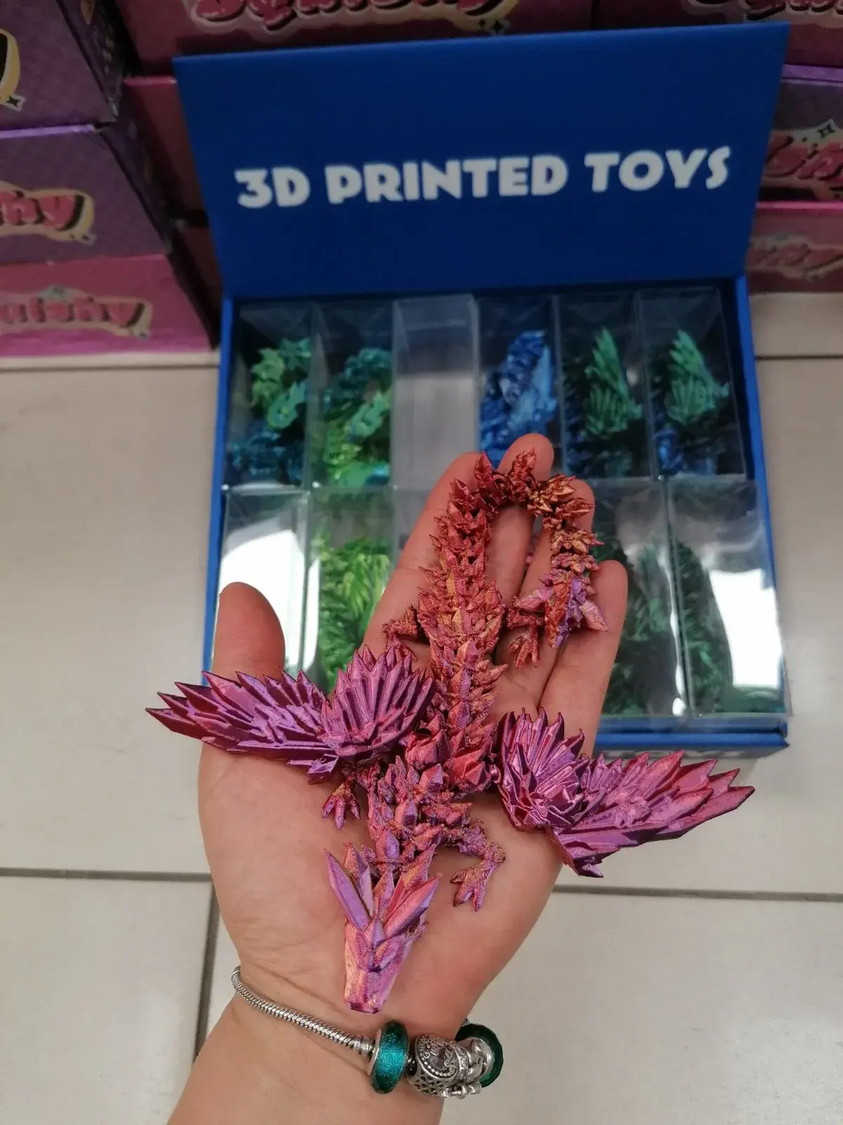 Zabawki 3D - Ruchomy Smok Kryształowy Druk 3D, 12 szt.